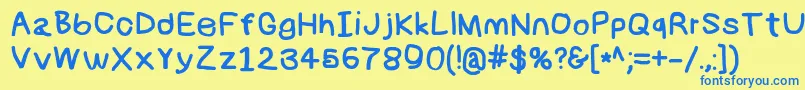 Numbbunnybk Font – Blue Fonts on Yellow Background