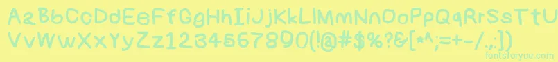 Numbbunnybk Font – Green Fonts on Yellow Background