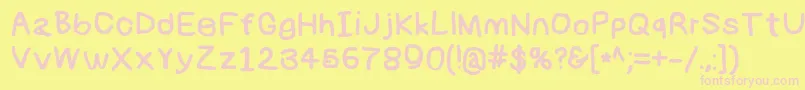 Numbbunnybk-fontti – vaaleanpunaiset fontit keltaisella taustalla