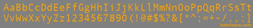 フォントQuicktypeMono – オレンジの文字は灰色の背景にあります。