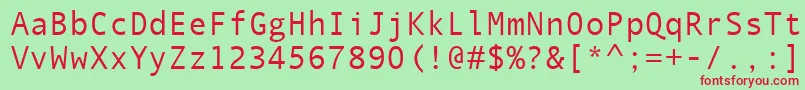 フォントQuicktypeMono – 赤い文字の緑の背景