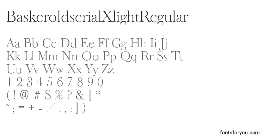 Czcionka BaskeroldserialXlightRegular – alfabet, cyfry, specjalne znaki