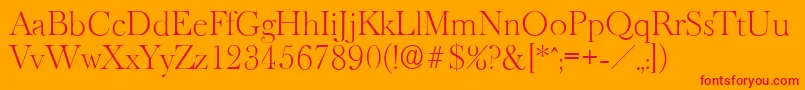 Fonte BaskeroldserialXlightRegular – fontes vermelhas em um fundo laranja