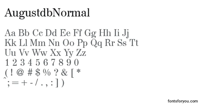 A fonte AugustdbNormal – alfabeto, números, caracteres especiais