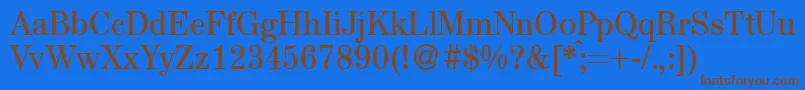 フォントAugustdbNormal – 茶色の文字が青い背景にあります。
