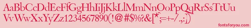 Fonte VanlodbNormal – fontes vermelhas em um fundo rosa