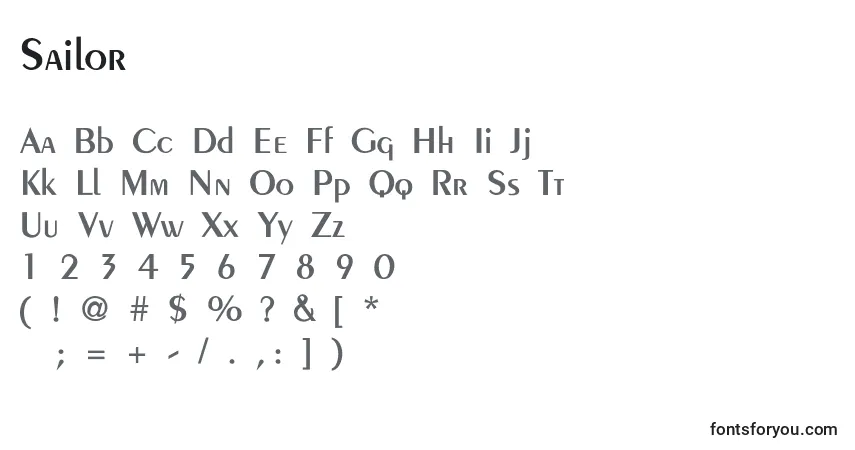 Czcionka Sailor – alfabet, cyfry, specjalne znaki