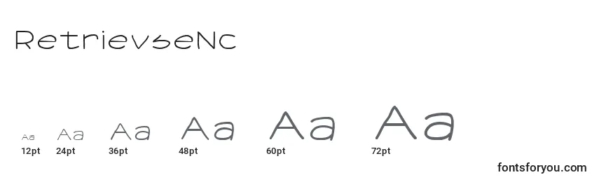Размеры шрифта RetrievseNc