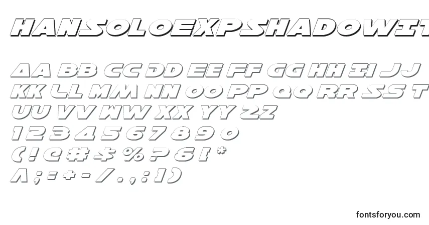 HanSoloExpShadowItalicフォント–アルファベット、数字、特殊文字