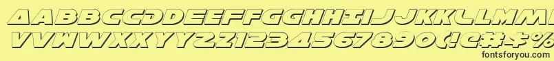 Fonte HanSoloExpShadowItalic – fontes pretas em um fundo amarelo