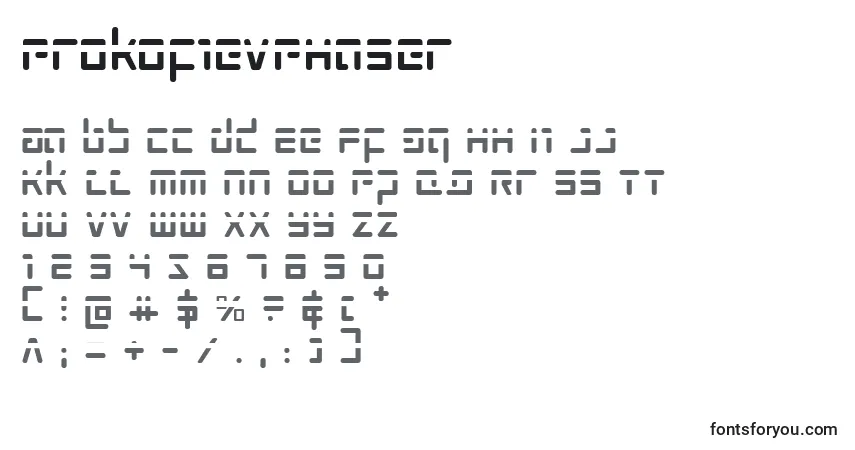 Schriftart ProkofievPhaser – Alphabet, Zahlen, spezielle Symbole
