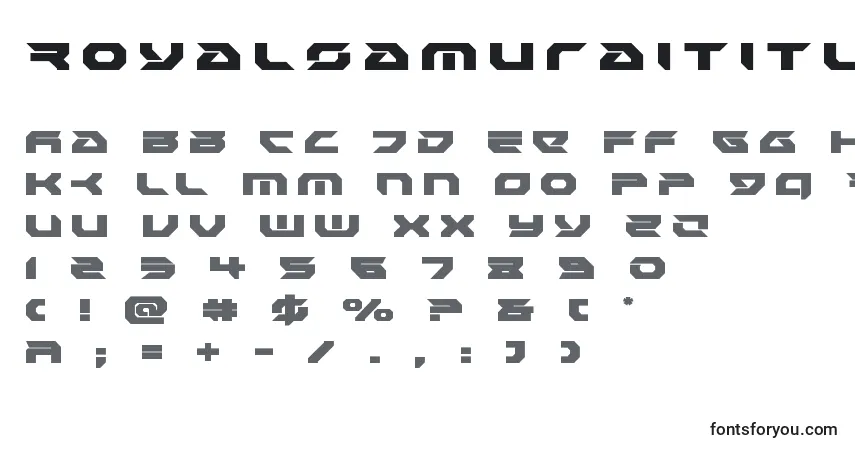A fonte Royalsamuraititle – alfabeto, números, caracteres especiais