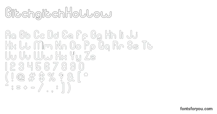 Шрифт GitchgitchHollow – алфавит, цифры, специальные символы