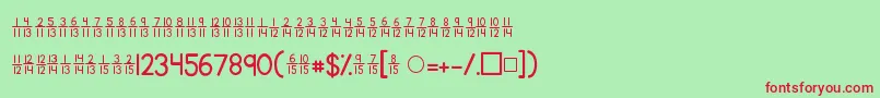 Шрифт Kgtraditionalfractions2 – красные шрифты на зелёном фоне