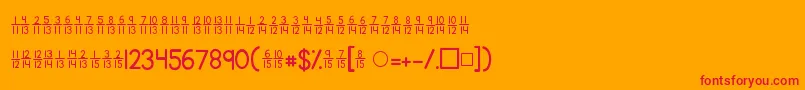 フォントKgtraditionalfractions2 – オレンジの背景に赤い文字