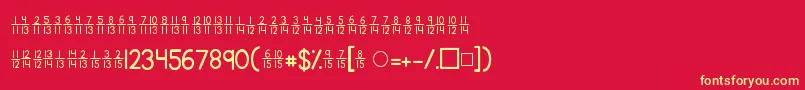 Kgtraditionalfractions2 Font – Yellow Fonts on Red Background