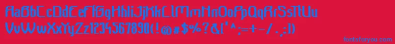 フォントBeeridgevintagebold – 赤い背景に青い文字