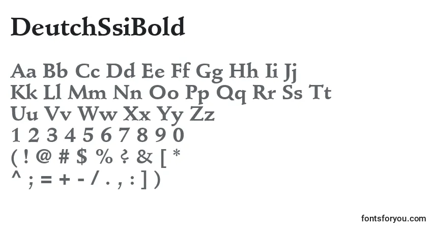 A fonte DeutchSsiBold – alfabeto, números, caracteres especiais