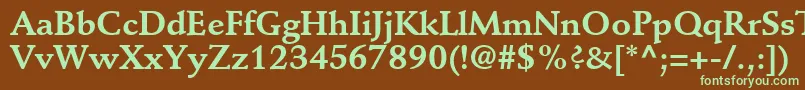 フォントDeutchSsiBold – 緑色の文字が茶色の背景にあります。