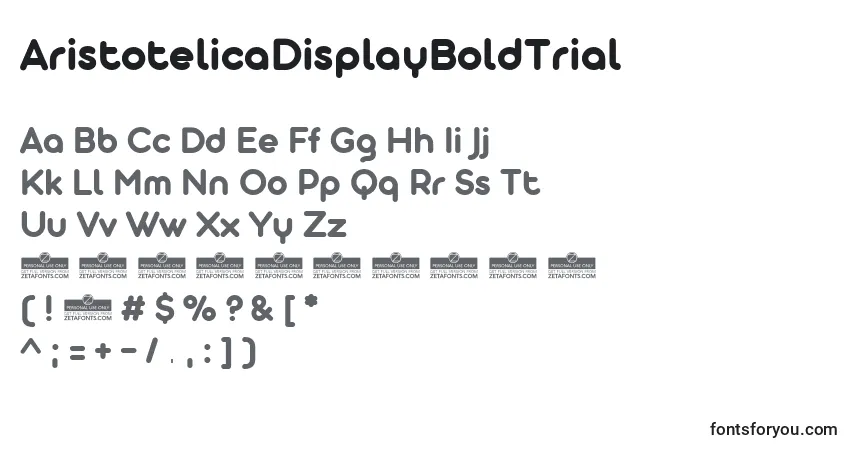 Шрифт AristotelicaDisplayBoldTrial – алфавит, цифры, специальные символы