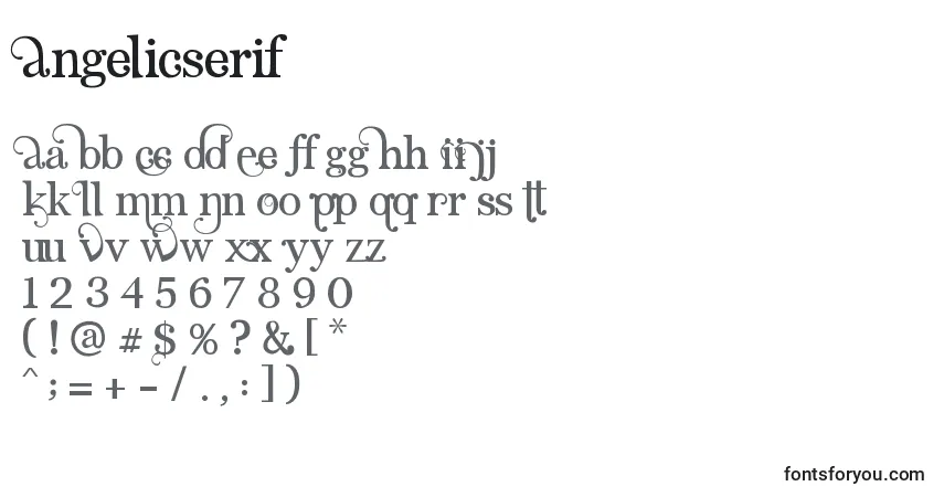 Schriftart AngelicSerif (63107) – Alphabet, Zahlen, spezielle Symbole