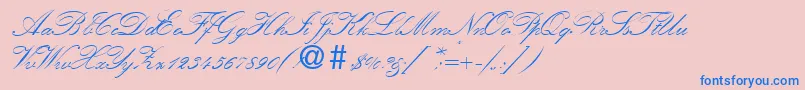 KremlinscriptoneRegularDb Font – Blue Fonts on Pink Background