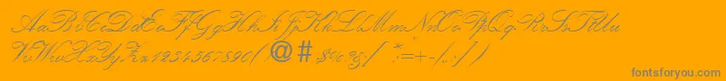 KremlinscriptoneRegularDb-Schriftart – Graue Schriften auf orangefarbenem Hintergrund