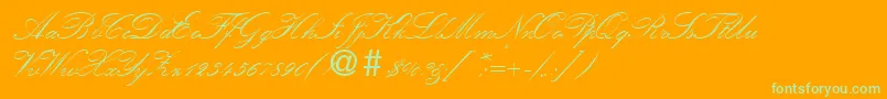 KremlinscriptoneRegularDb Font – Green Fonts on Orange Background