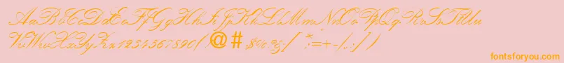 KremlinscriptoneRegularDb-Schriftart – Orangefarbene Schriften auf rosa Hintergrund