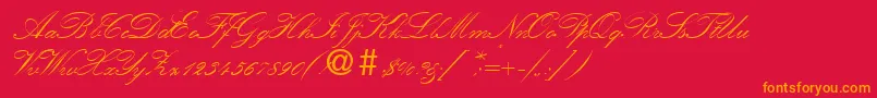 KremlinscriptoneRegularDb Font – Orange Fonts on Red Background