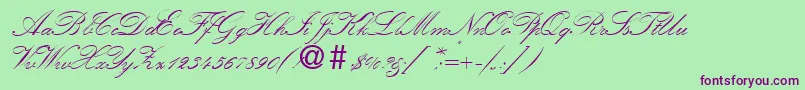 KremlinscriptoneRegularDb Font – Purple Fonts on Green Background