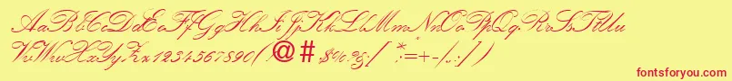 KremlinscriptoneRegularDb Font – Red Fonts on Yellow Background