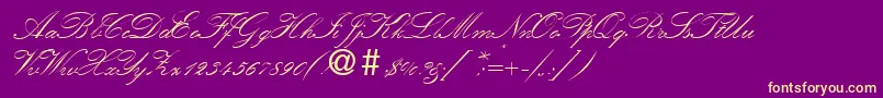 KremlinscriptoneRegularDb-Schriftart – Gelbe Schriften auf violettem Hintergrund