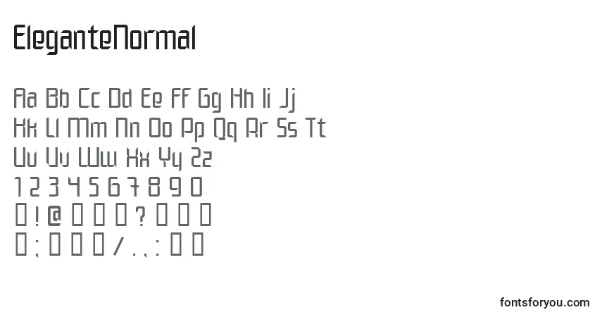 A fonte EleganteNormal – alfabeto, números, caracteres especiais