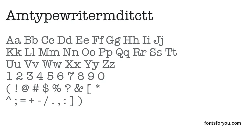 Czcionka Amtypewritermditctt – alfabet, cyfry, specjalne znaki