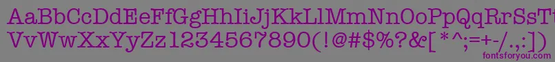 Amtypewritermditctt-fontti – violetit fontit harmaalla taustalla