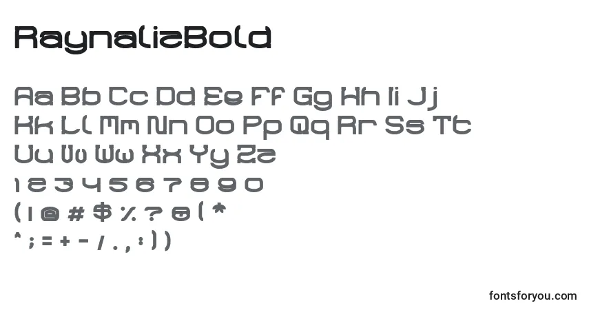 Schriftart RaynalizBold – Alphabet, Zahlen, spezielle Symbole