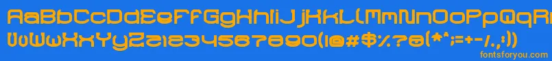 フォントRaynalizBold – オレンジ色の文字が青い背景にあります。