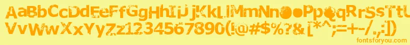 Rusto-Schriftart – Orangefarbene Schriften auf gelbem Hintergrund
