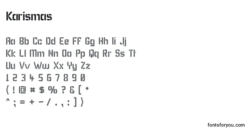 Karismas-fontti – aakkoset, numerot, erikoismerkit