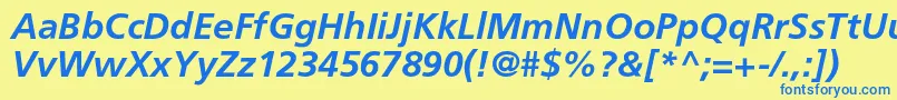 AgforeignermediumcItalic Font – Blue Fonts on Yellow Background