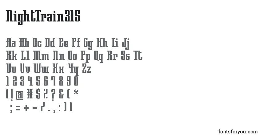 Schriftart NightTrain315 – Alphabet, Zahlen, spezielle Symbole