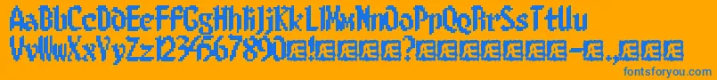 8BitLimitBrk-Schriftart – Blaue Schriften auf orangefarbenem Hintergrund