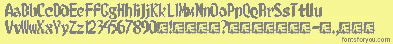 8BitLimitBrk-Schriftart – Graue Schriften auf gelbem Hintergrund