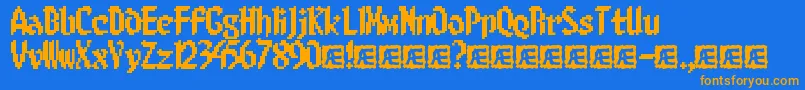 フォント8BitLimitBrk – オレンジ色の文字が青い背景にあります。
