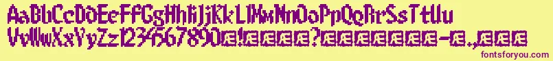 8BitLimitBrk-Schriftart – Violette Schriften auf gelbem Hintergrund