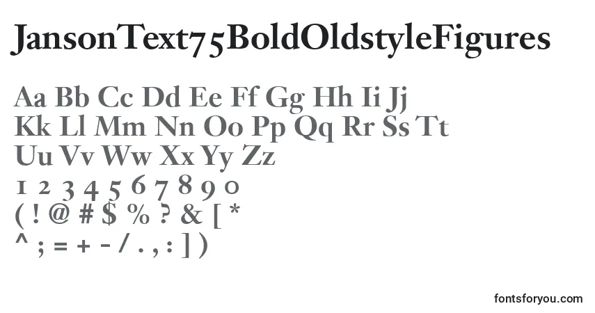 Czcionka JansonText75BoldOldstyleFigures – alfabet, cyfry, specjalne znaki