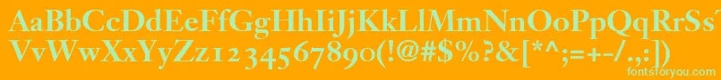 JansonText75BoldOldstyleFigures-Schriftart – Grüne Schriften auf orangefarbenem Hintergrund