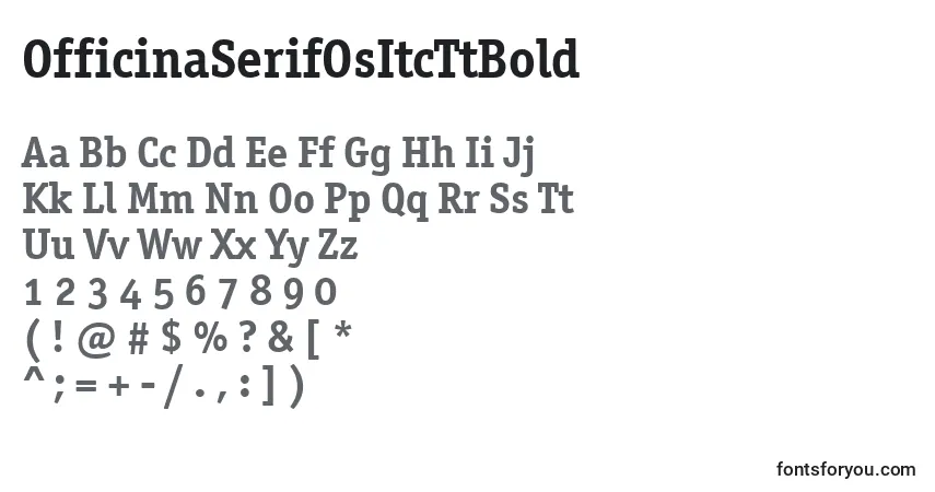 A fonte OfficinaSerifOsItcTtBold – alfabeto, números, caracteres especiais