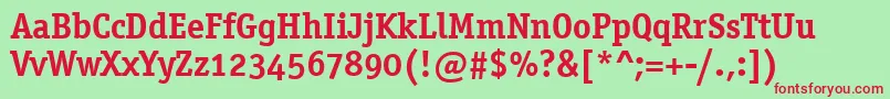 OfficinaSerifOsItcTtBold Font – Red Fonts on Green Background